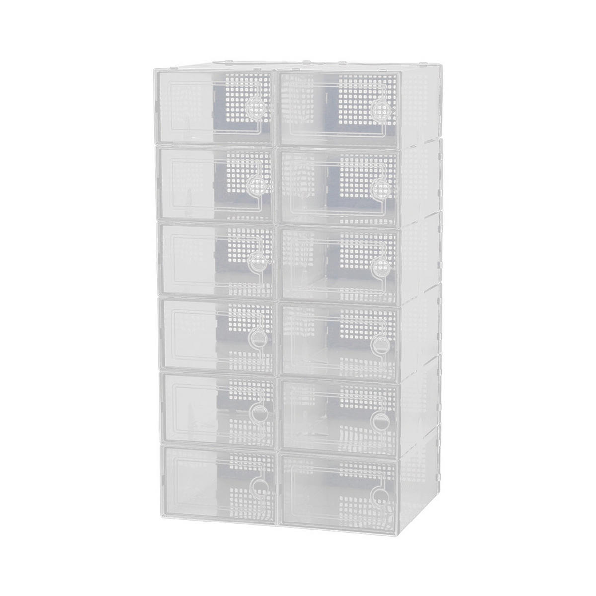 SCHUHBOXEN Kunststoff Weiß 12er-set 33x23x14cm- Einfacher doppelrahmen klappbarer mehrschichtiger Aufbewahrungsständer - Weiß, Kunststoff (23/14/33cm) - Livingandhome