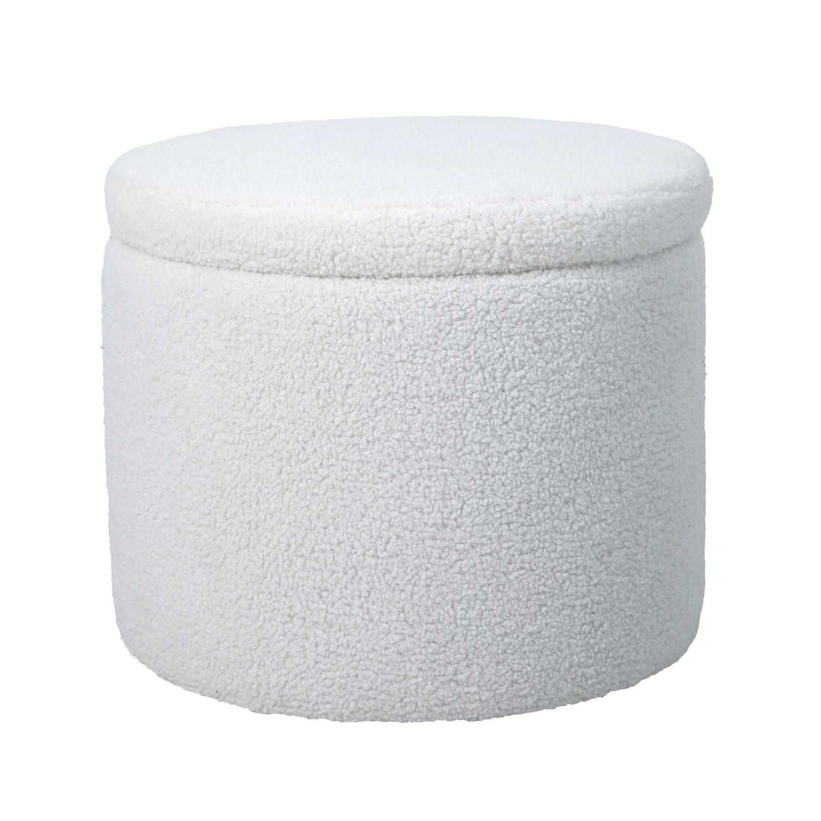 HOCKER AMBER Teddy Weiß - Weiß, Textil (44/35/44cm) - SVITA
