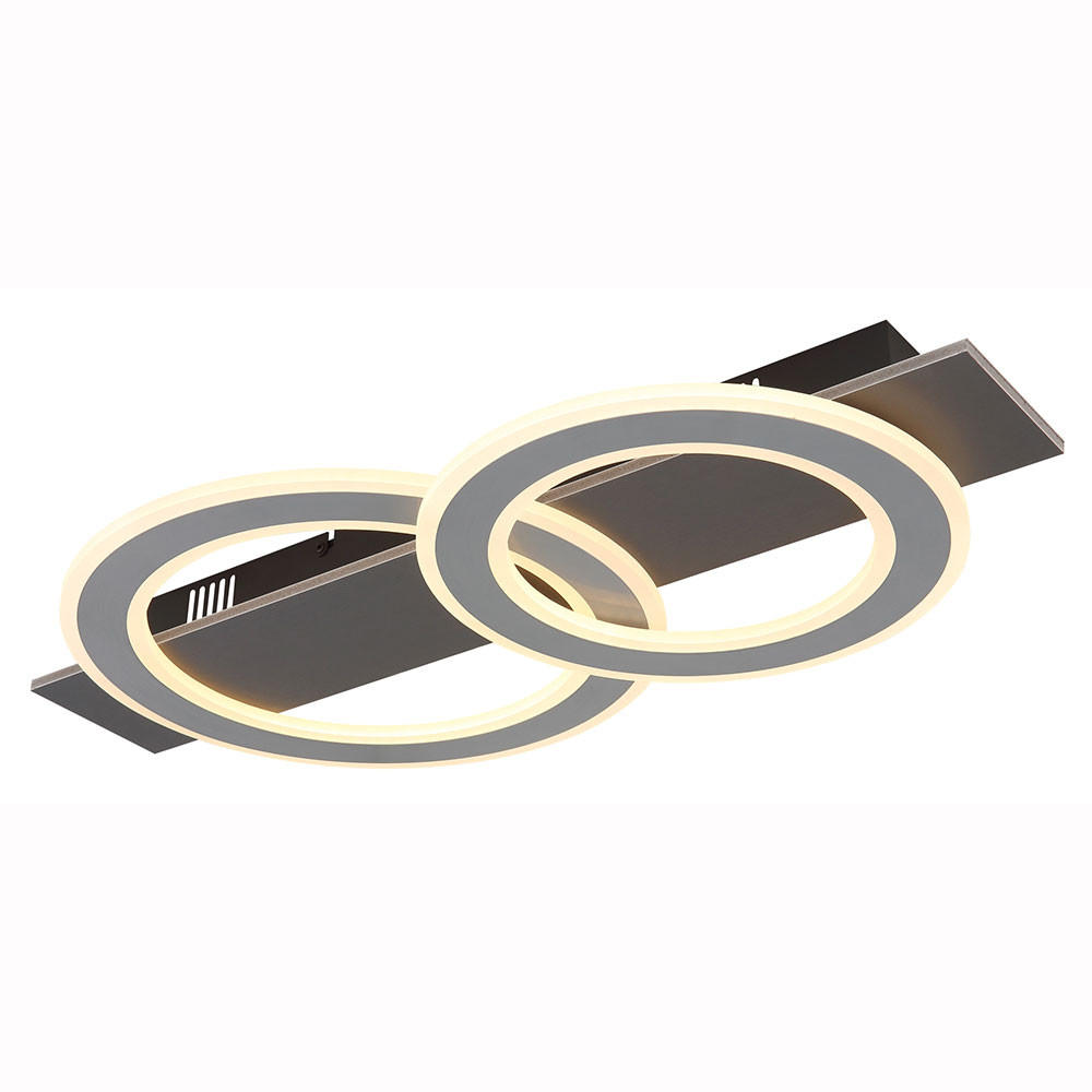 LED DECKENLEUCHTE JAYDEN Schwarz Grau Gebürstet - Schwarz, Metall (63/35/7cm) - Globo Lighting