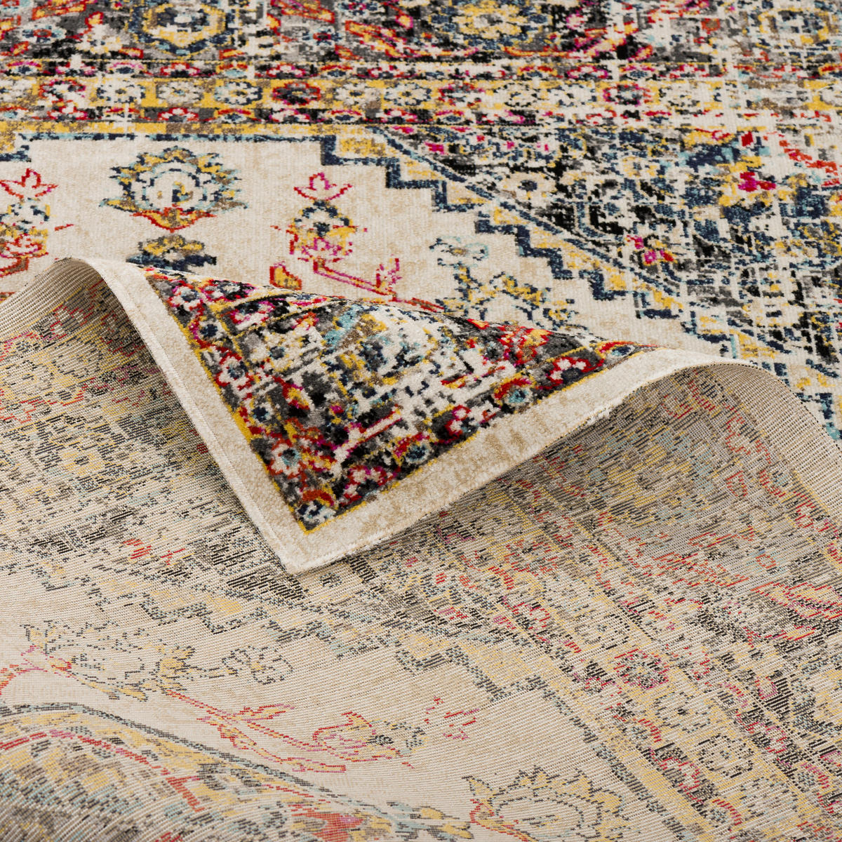KURZFLOR DESIGNER TEPPICH MODERN VINTAGE ORIENT MUSTER - Beige, Textil (120/170cm) - Pergamon