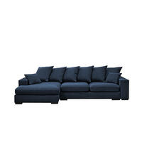 ECKSOFA Mit Schlaffunktion Und Bettkasten Couch L-form Gabon Stoff Riviera Links Blau - Blau, Holz (155/285cm) - Kaiser Möbel