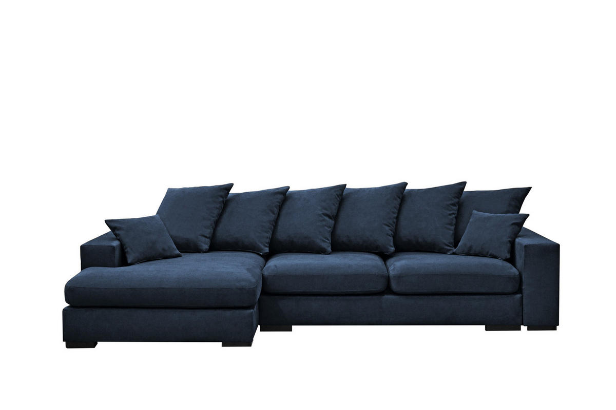 ECKSOFA Mit Schlaffunktion Und Bettkasten Couch L-form Gabon Stoff Riviera Links Blau - Blau, Holz (155/285cm) - Kaiser Möbel