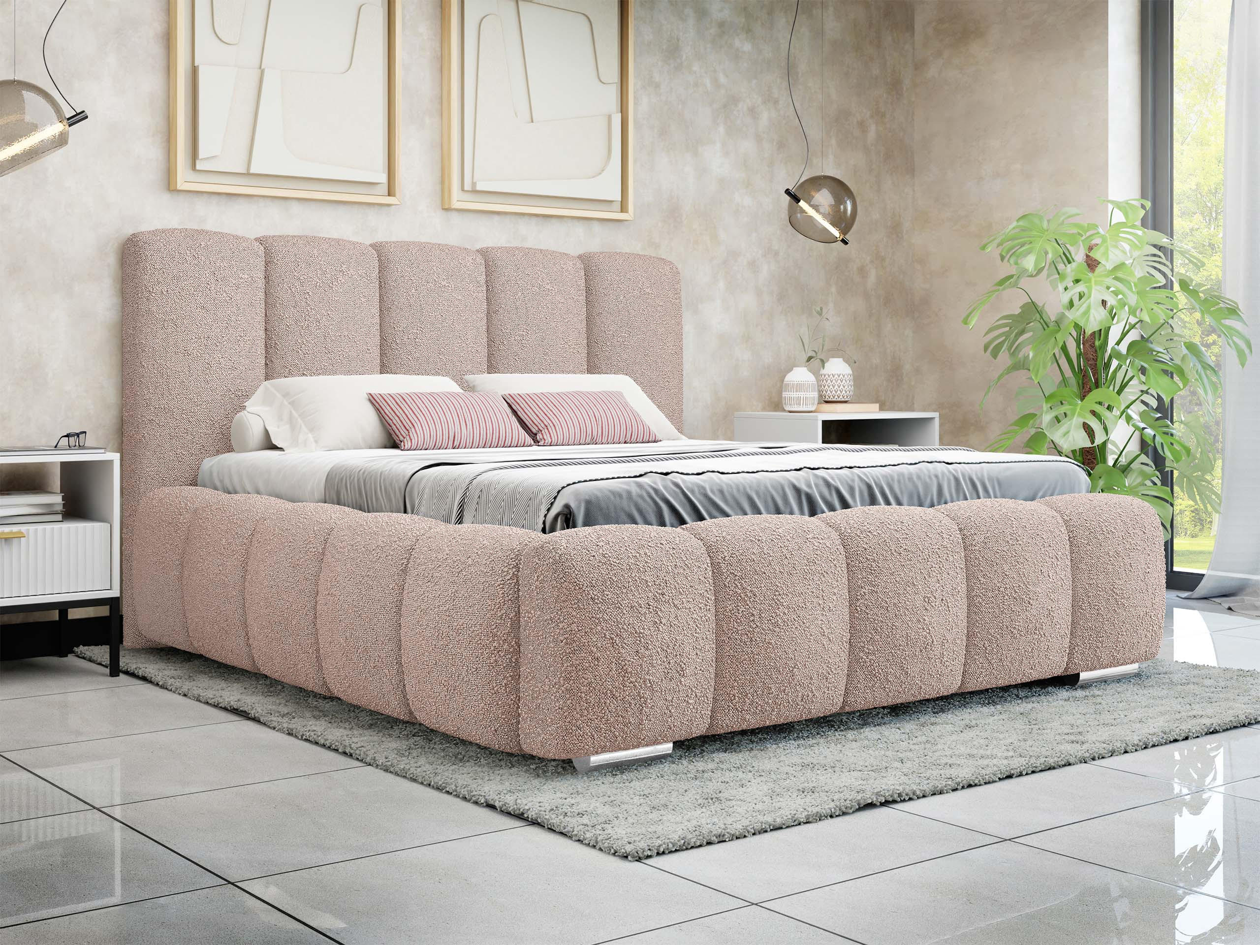 POLSTERBETT Wizko Boucle - Chromfarben/Naturfarben, Holz/Holzwerkstoff (160/200cm) - MIRJAN24