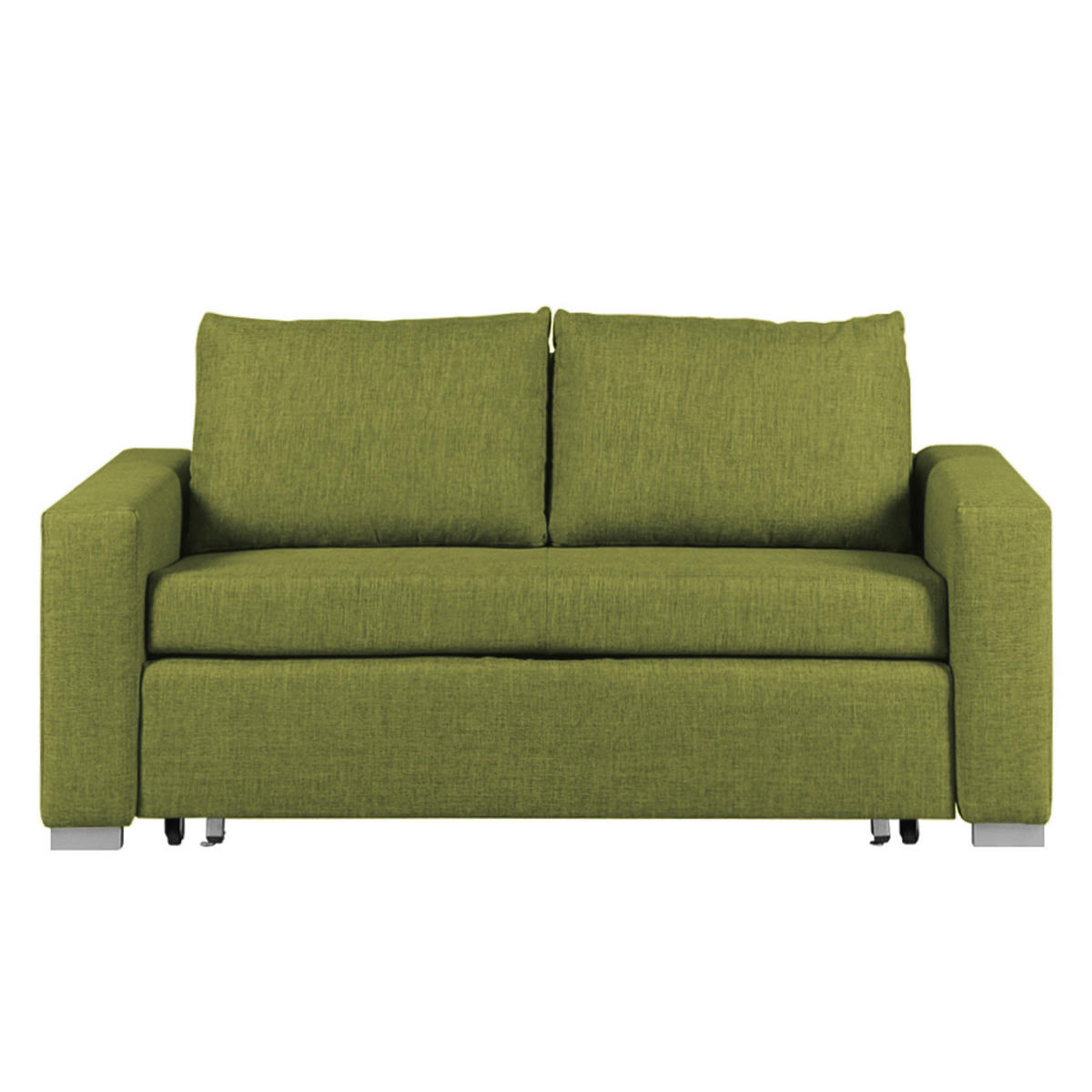 SCHLAFSOFA - Silberfarben/Grün, Textil (153/90/90cm) - home24