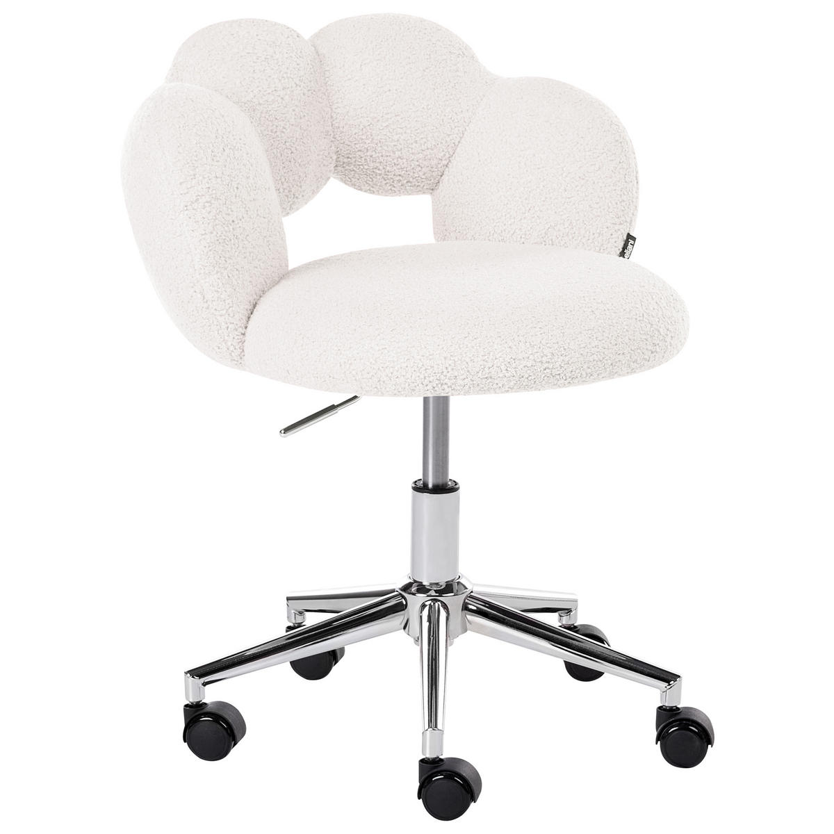 SCHREIBTISCHSTUHL Bouclé Weiß Whizzy - Weiß, Textil (59/64/50cm) - Beliani