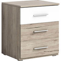 NACHTKONSOLE Bilbao 2er-Set Eiche Sanremo weiß 47 cm / 41 cm / 56 cm - Weiß/Braun, Holz/Holzwerkstoff (47/56/41cm) - Feldmann-Wohnen