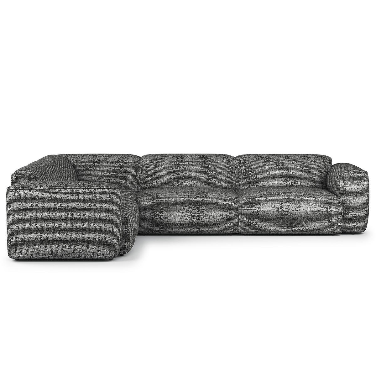 ECKSOFA mit Rundecke - Schwarz/Grau, Kunststoff/Textil (325/260cm) - home24