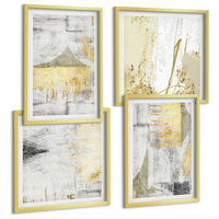 BILDER SET 4er Set - 50x50 cm & 40x60 cm Goldrahmen - Abstrakte minimalistische Muster - Goldfarben, Kunststoff (50/50cm) - TULUP