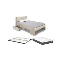 BETTRAHMEN - 1 -Sitzer - Holzspan - naturfarben hell, weiß - LEANDRE - Naturfarben, Holz (129.5/218.5cm) - Vente-Unique