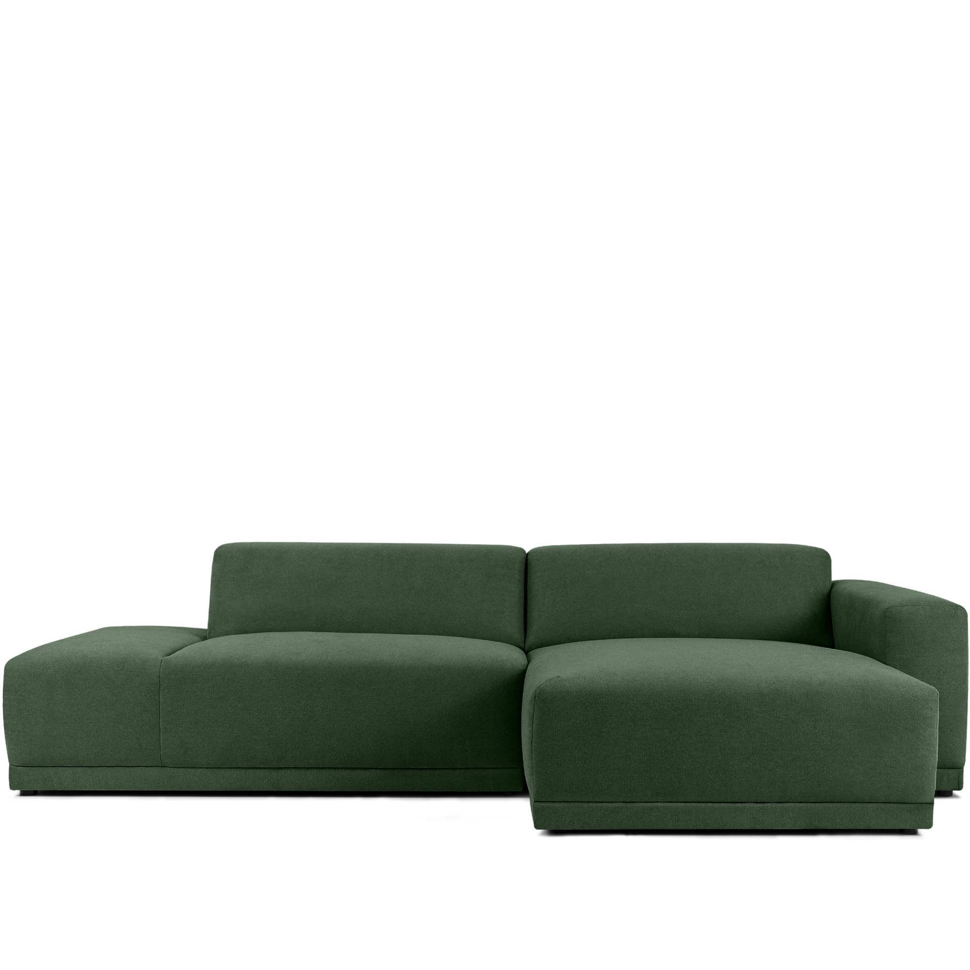 ECKSOFA RECHTS MUDI in moderner Optik mit hochwertigem Kaltschaum, Cord-Stoff, Grün - Schwarz/Grün, Textil (280/160cm) - KONSIMO®