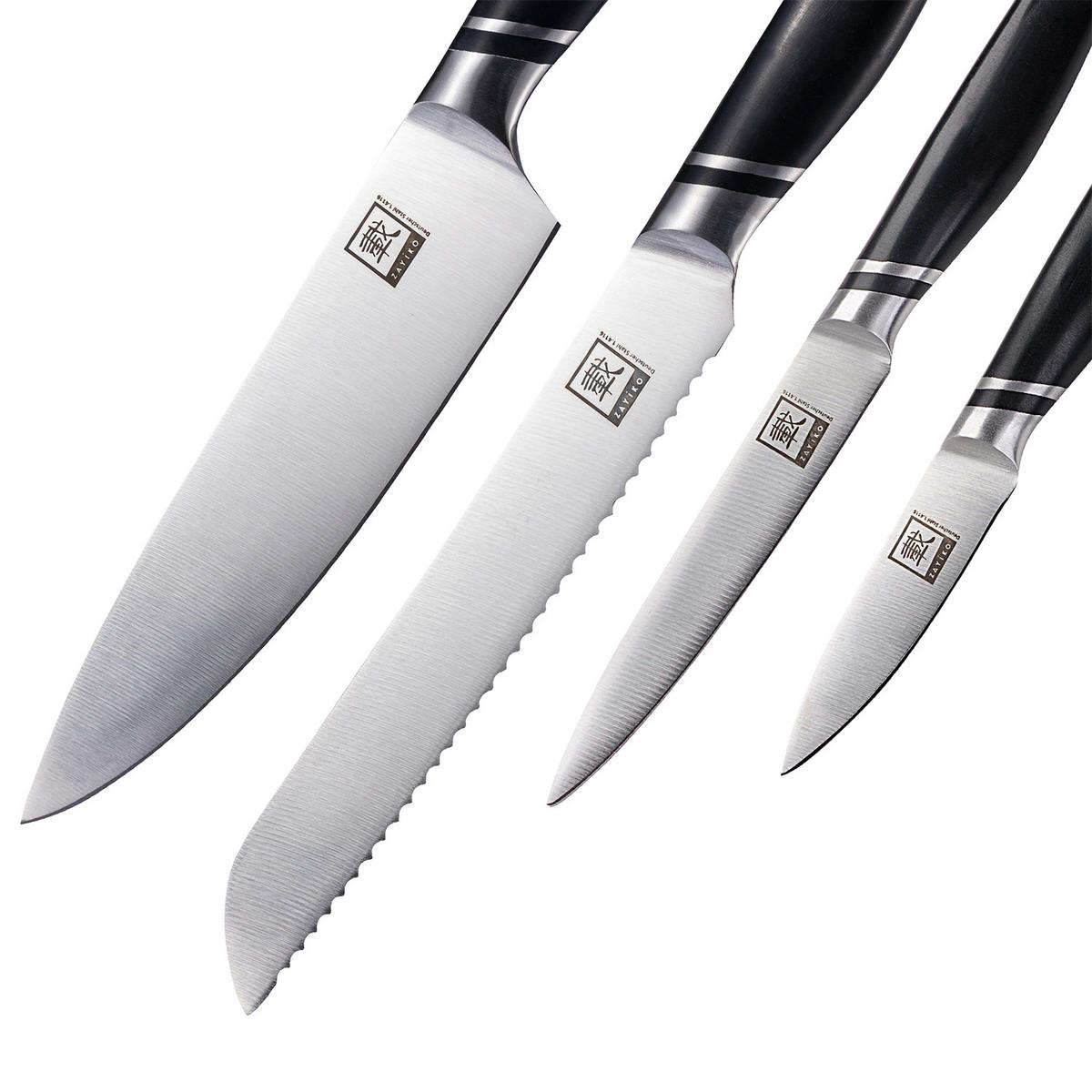 4ER KÜCHENMESSER-SET 8,5–20,5 cm - Schwarz, Metall - Zayiko