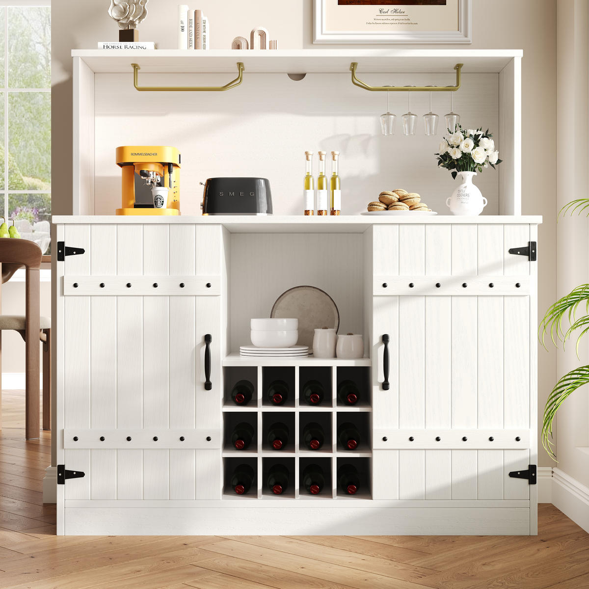 GESCHIRRSCHRANK aus MDF & Metall 120x40x120 cm in Weiß - Weiß, Holzwerkstoff (120/120/40cm) - Modfu