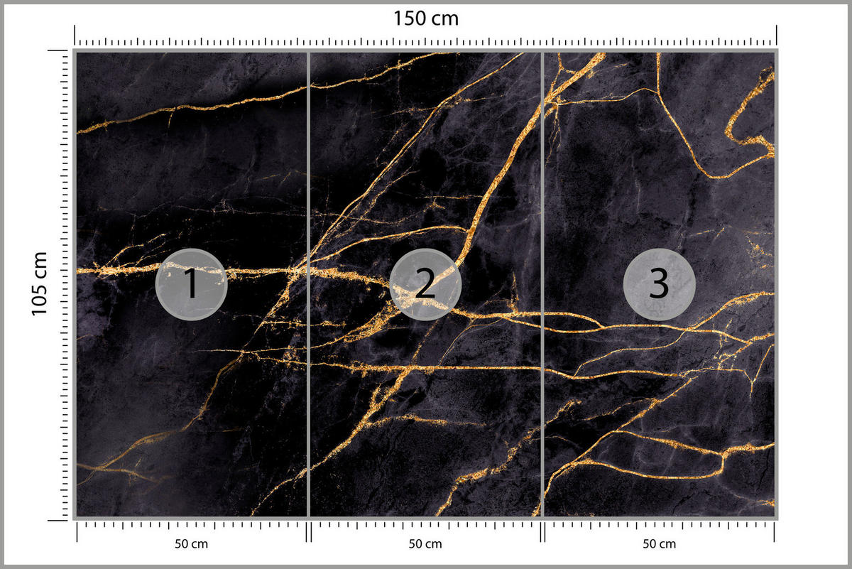 FOTOTAPETE Marmor Muster Abstraktion Glamour 150x105 - Beige/Schwarz, Papier (150/105cm) - Muralo