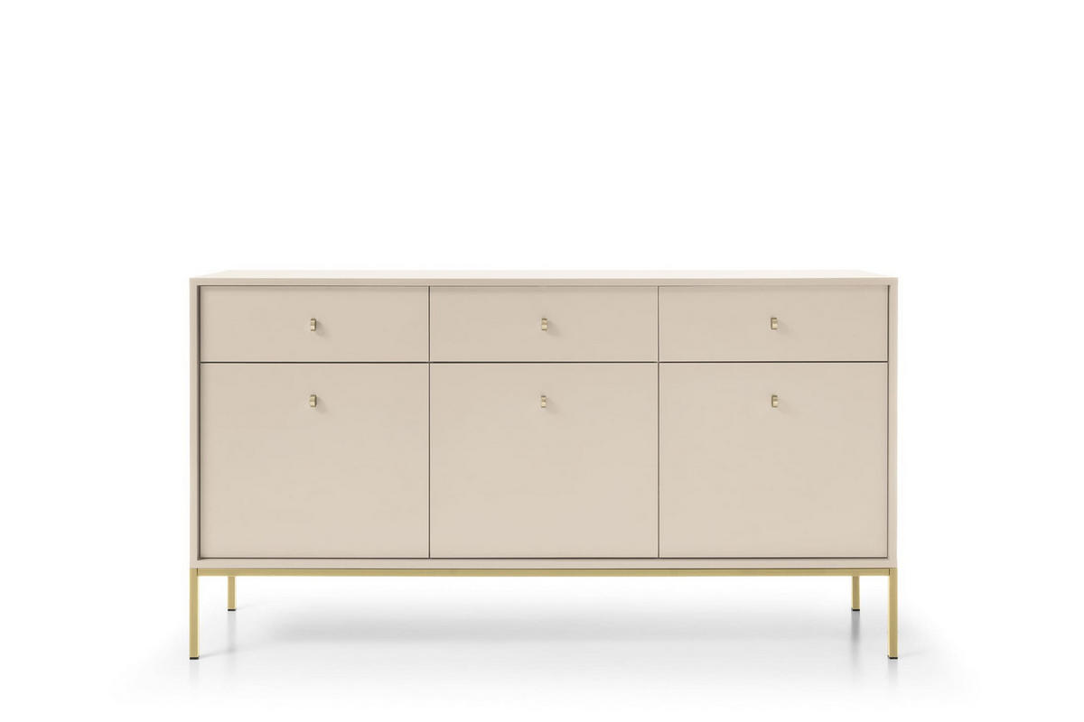 KOMMODE - kommode Melody III 154 Beige + Gold - Beige/Goldfarben, Holzwerkstoff (154/83/39cm) - Möblo