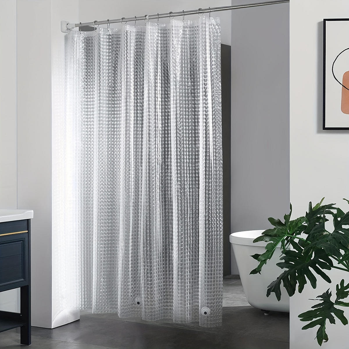 DUSCHVORHANG EINLAGE 2er-Set transparent 3D Muster wasserdicht feuchtigkeitsbeständig verstärkt Badezimmer Dekoration und Zubehör - Weiß, Kunststoff (180/180cm) - MCBOSON