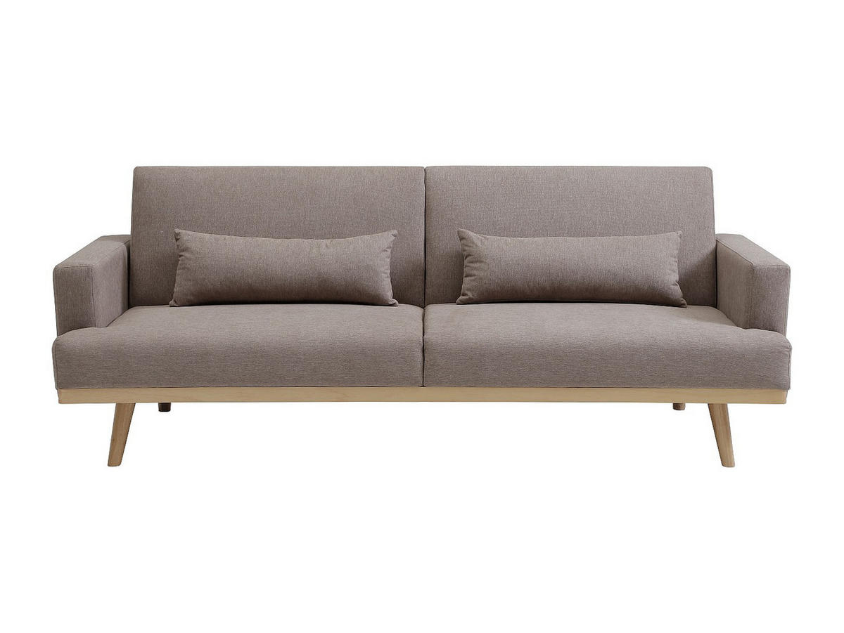 SCHLAFSOFA Klappsofa 3-Sitzer - Stoff - Taupe - ESME - Braun, Textil (216/85/89cm) - Vente-Unique