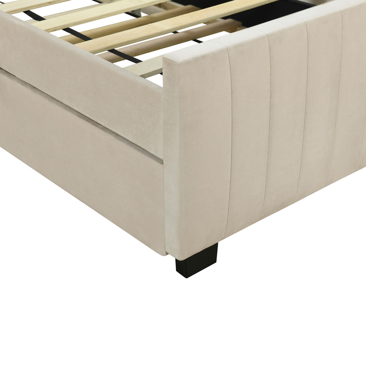 POLSTERBETT aus Samtstoff 90x190 cm in Beige mit Ausziehbett - Beige, Textil (90/190cm) - Modfu