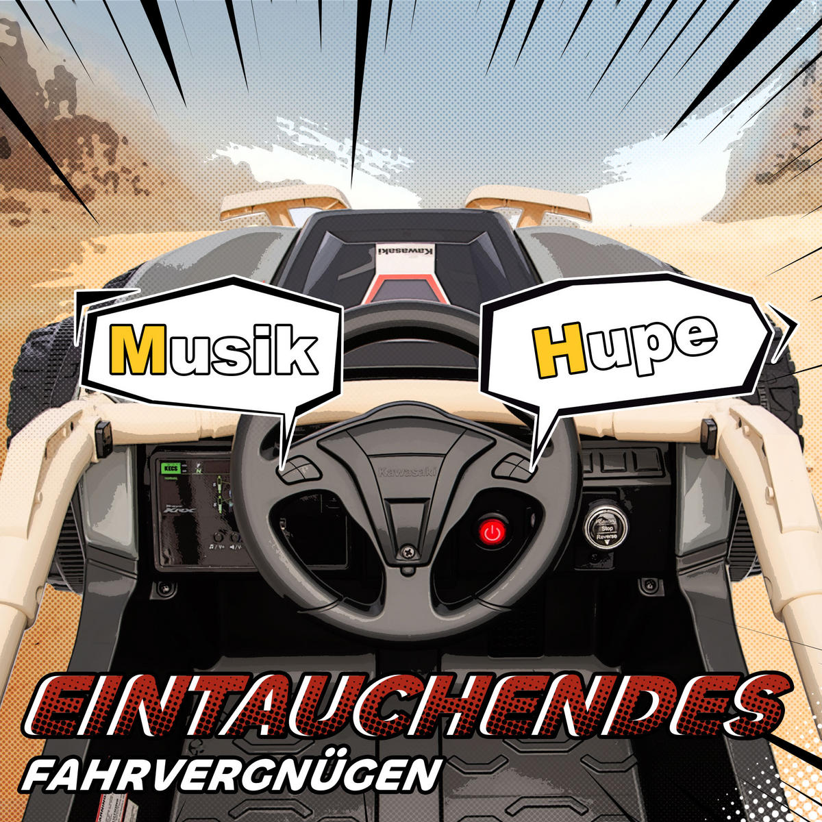 KINDER-ELEKTROAUTO 12V mit 2 Motoren Fernbedienung LED-Leuchten - Gelb, Kunststoff (100/64/56cm) - AIYAPLAY