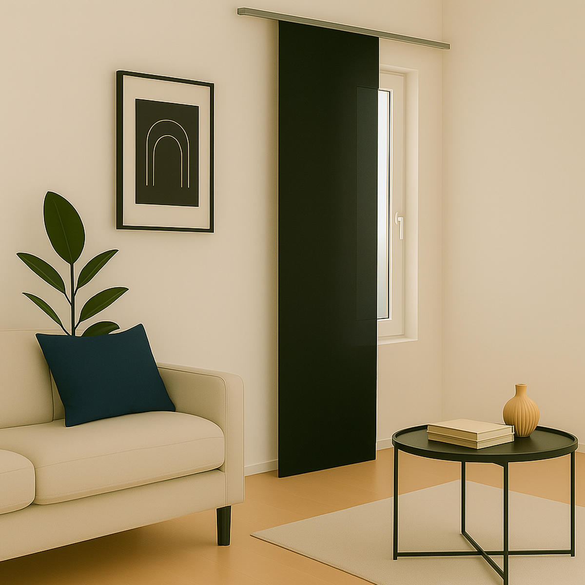 FLÄCHENVORHANG blickdicht 60x245 cm Schwarz mit Technik - Schwarz, Textil (60/245cm)