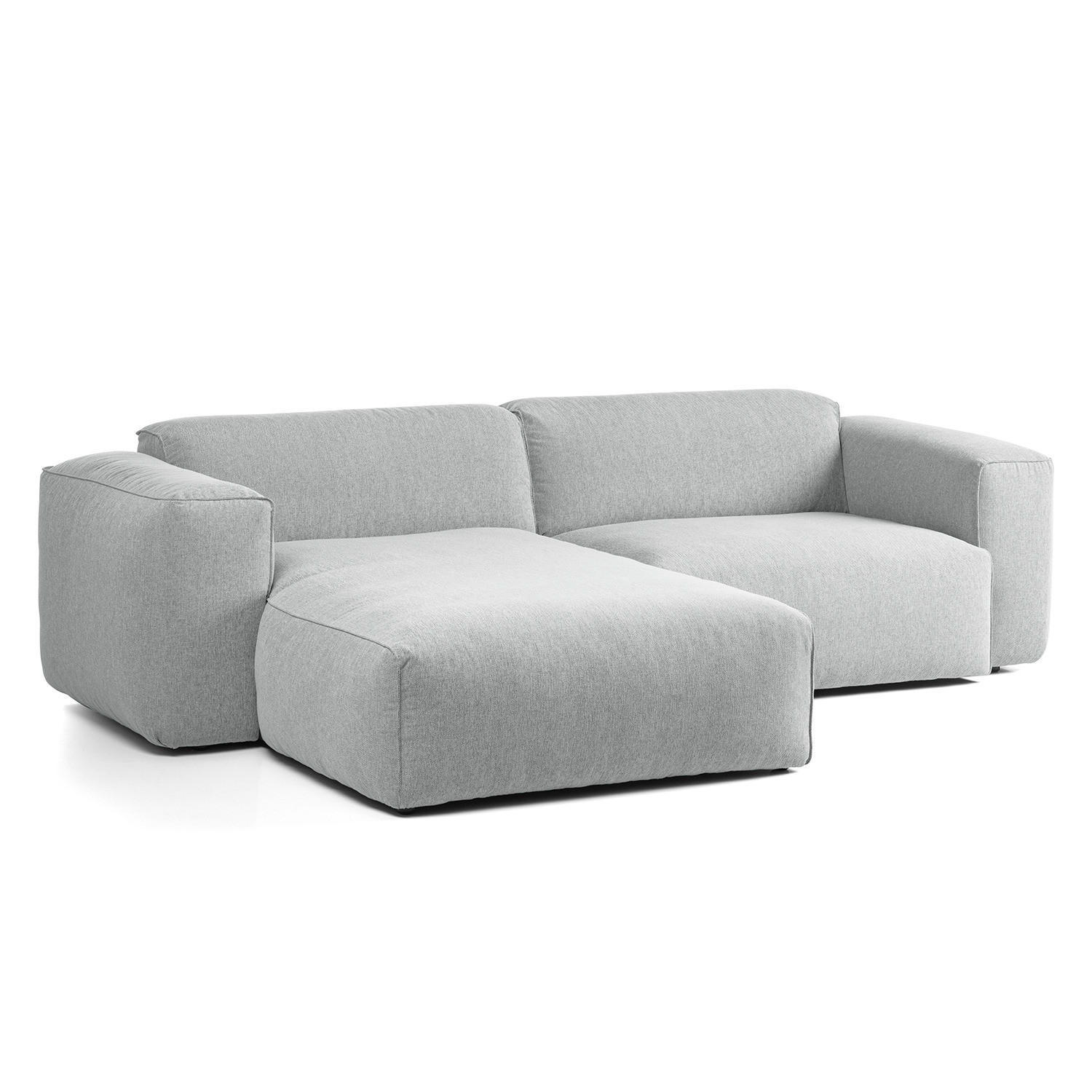 1,5-SITZER ECKSOFA mit Longchair - Hellgrau/Schwarz, Kunststoff/Textil (260/173cm) - home24