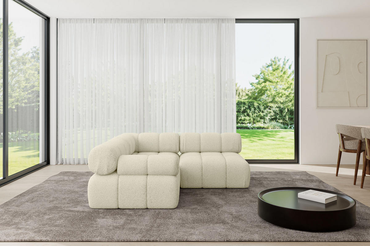 ECKSOFA modulares Sofa Mende-L1 - 190x190x70 cm Beige Bouclé - Beige, Holzwerkstoff/Textil (190/190cm) - ALTDECOR