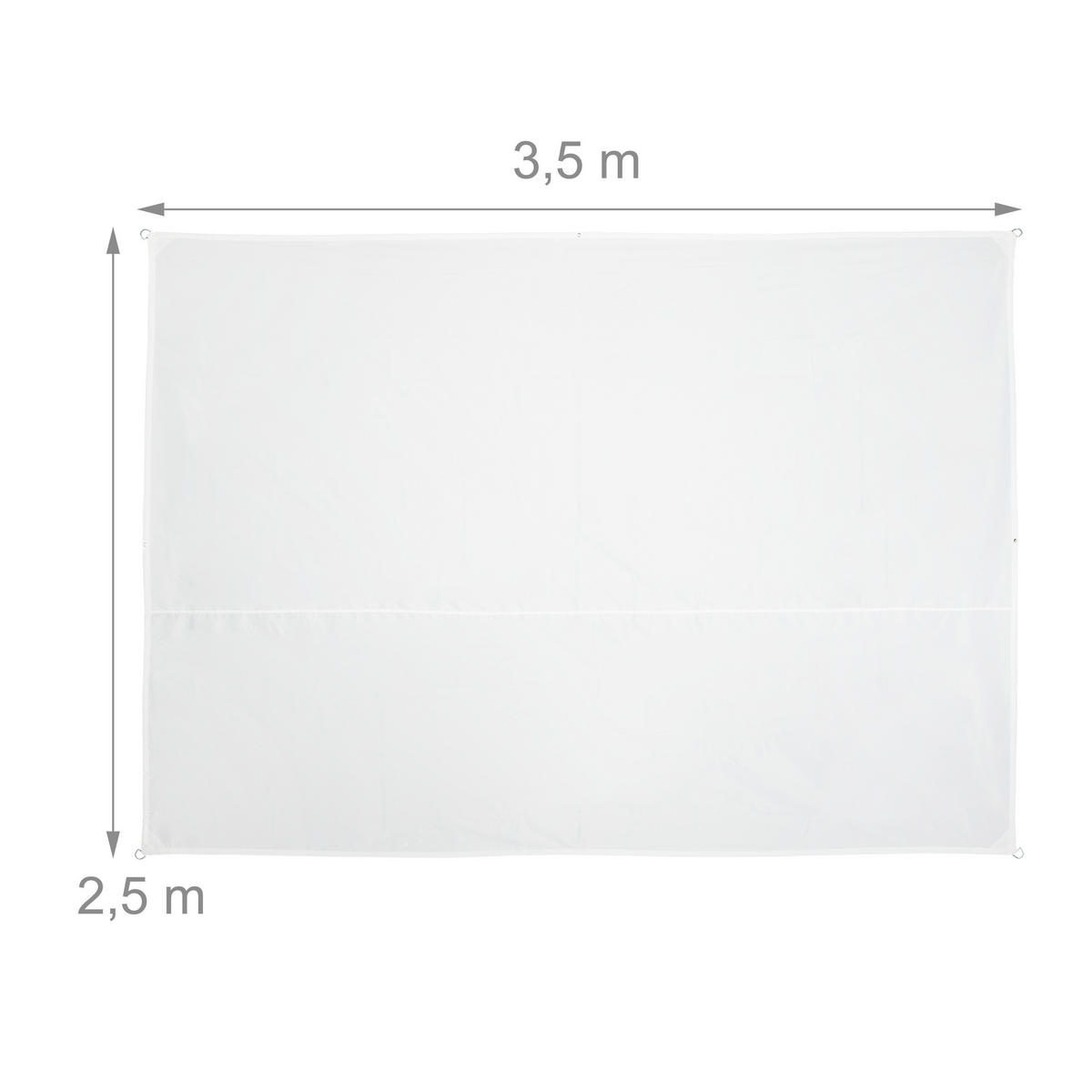 SONNENSEGEL - Weiß Hochglanz, Textil/Metall (350/250cm) - Relaxdays