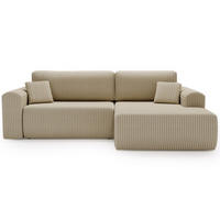 ECKSOFA Belvio Beige Rechts - Beige/Schwarz, Holz/Textil (257/177cm) - Graingold