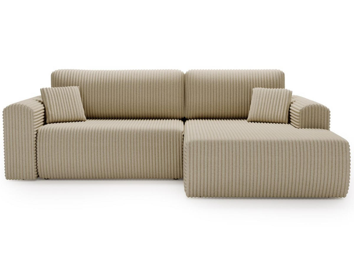 ECKSOFA Belvio Beige Rechts - Beige/Schwarz, Holz/Textil (257/177cm) - Graingold