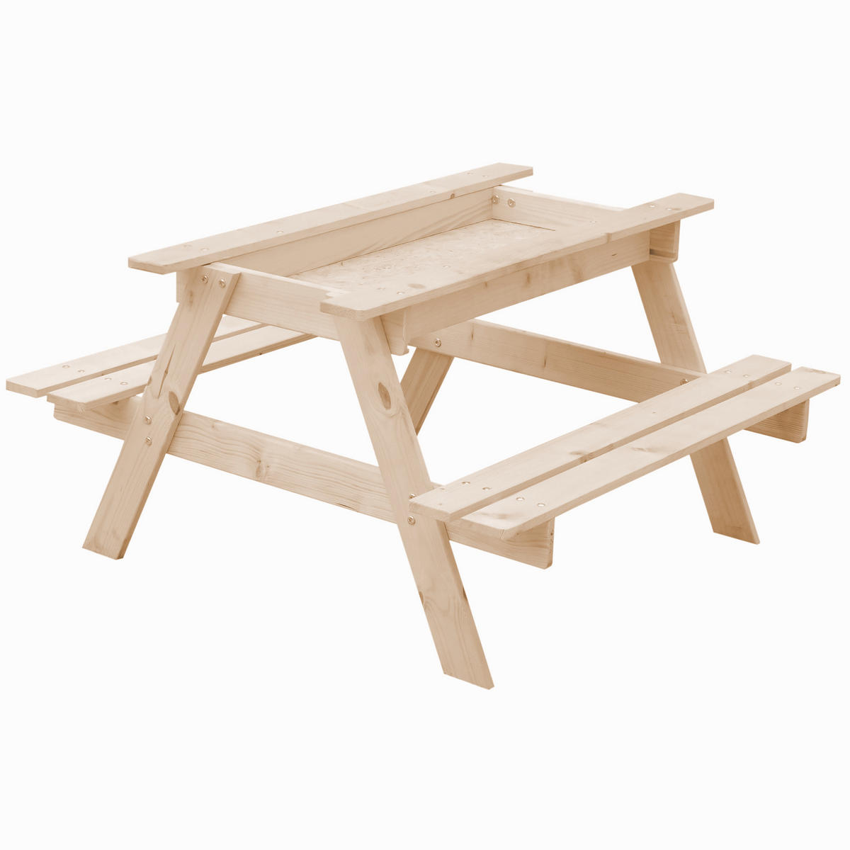 KINDERSTUHL-SET aus Naturholz mit Staufach - H50 x 90 x 90 cm - M010-1 - Beige, Holz - Timbela