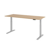SCHREIBTISCH elektrisch XMKA 80/200/74 cm in Eichefarben/Silberfarben - Eichefarben/Silberfarben, Holzwerkstoff (80/200/74cm) - bümö