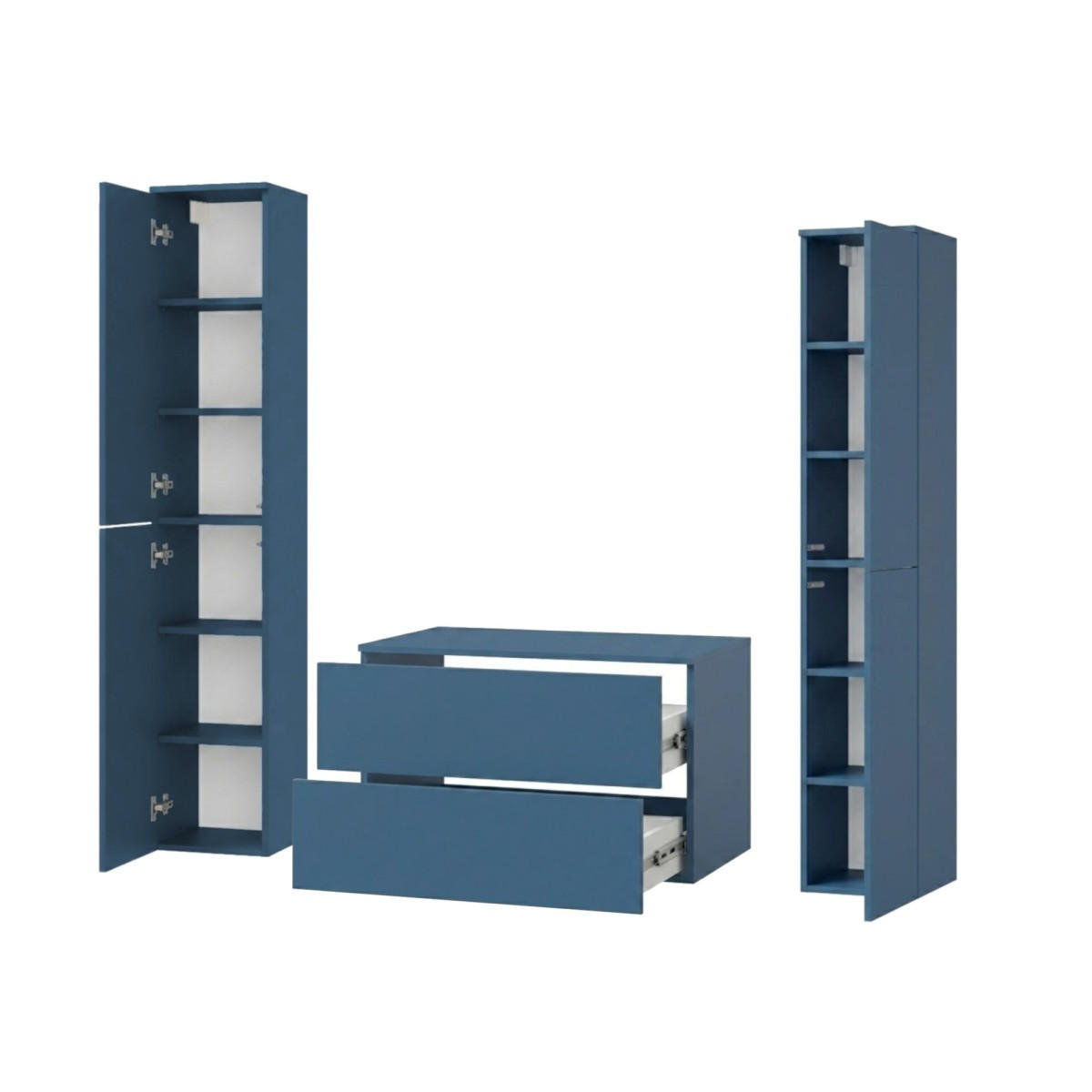 BADMÖBEL-SET Color Meeresblau 3-Teilig (2S 80 + 2D 160 X2) - Dunkelblau, Holzwerkstoff (140/160/45cm) - mzm24