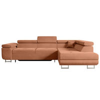 ECKSOFA mit Schlaffunktion und Bettkasten GUSA-L 272x202x107 cm Koralle Velours - Koralle/Silberfarben, Holzwerkstoff/Textil (272/202cm) - ALTDECOR