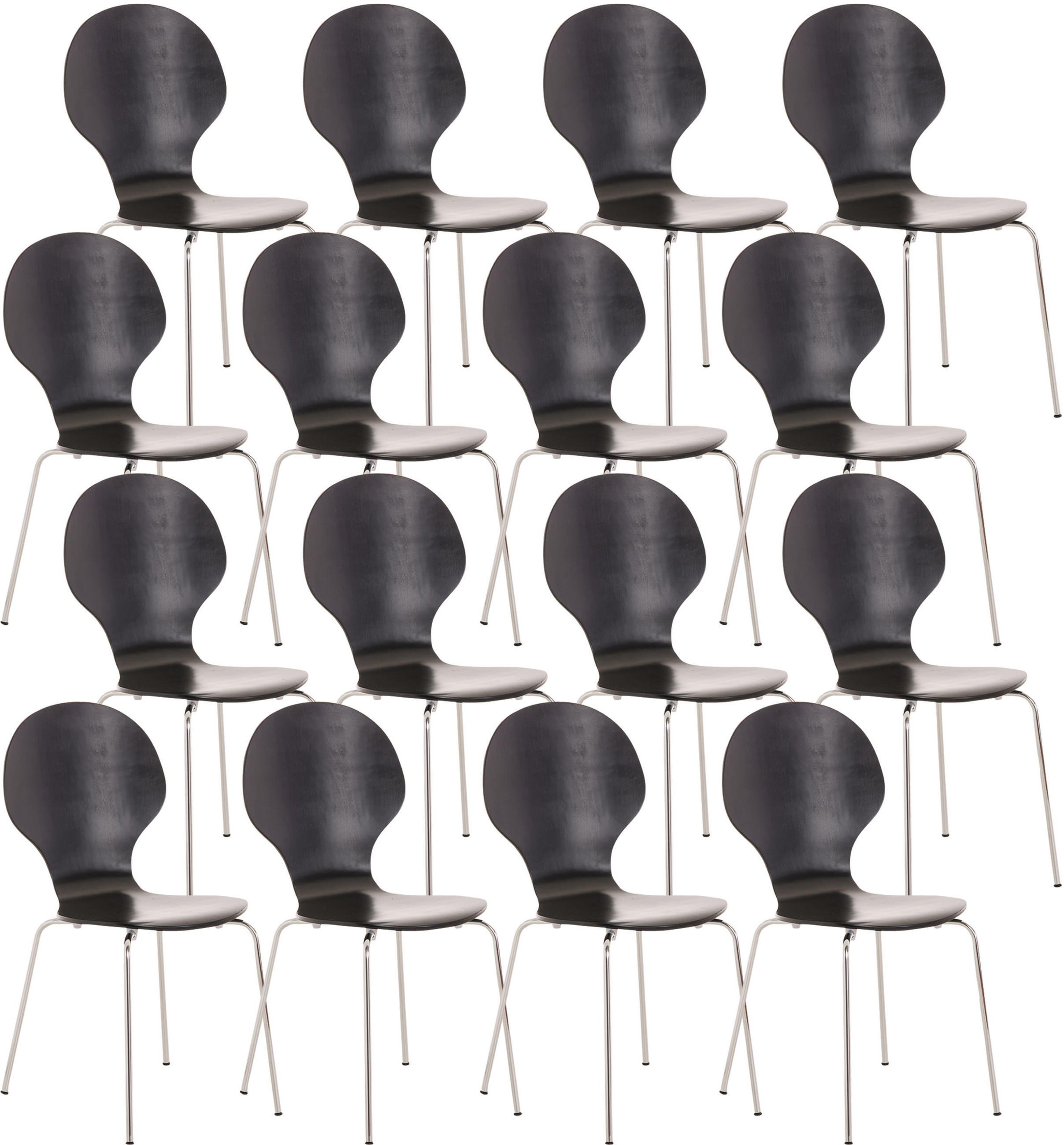 BESUCHERSTUHL 16er Set Holz schwarz - Schwarz, Holz (43/86/45cm) - CLP