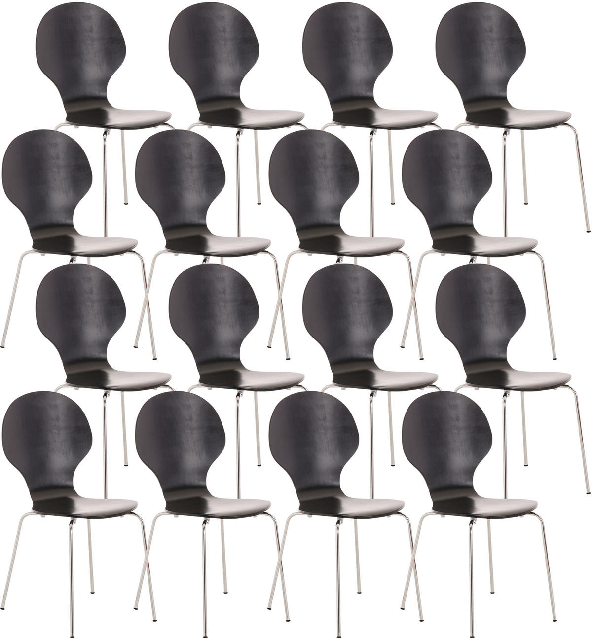 BESUCHERSTUHL 16er Set Holz schwarz - Schwarz, Holz (43/86/45cm) - CLP