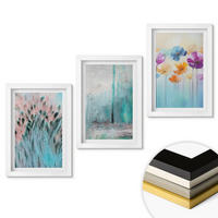 WANDBILDER 3er-Set - 20x30 cm Weißer Rahmen - Hintergrundmuster mit Pastellblumen - Weiß, Kunststoff (20/30cm) - ArtPrintCave