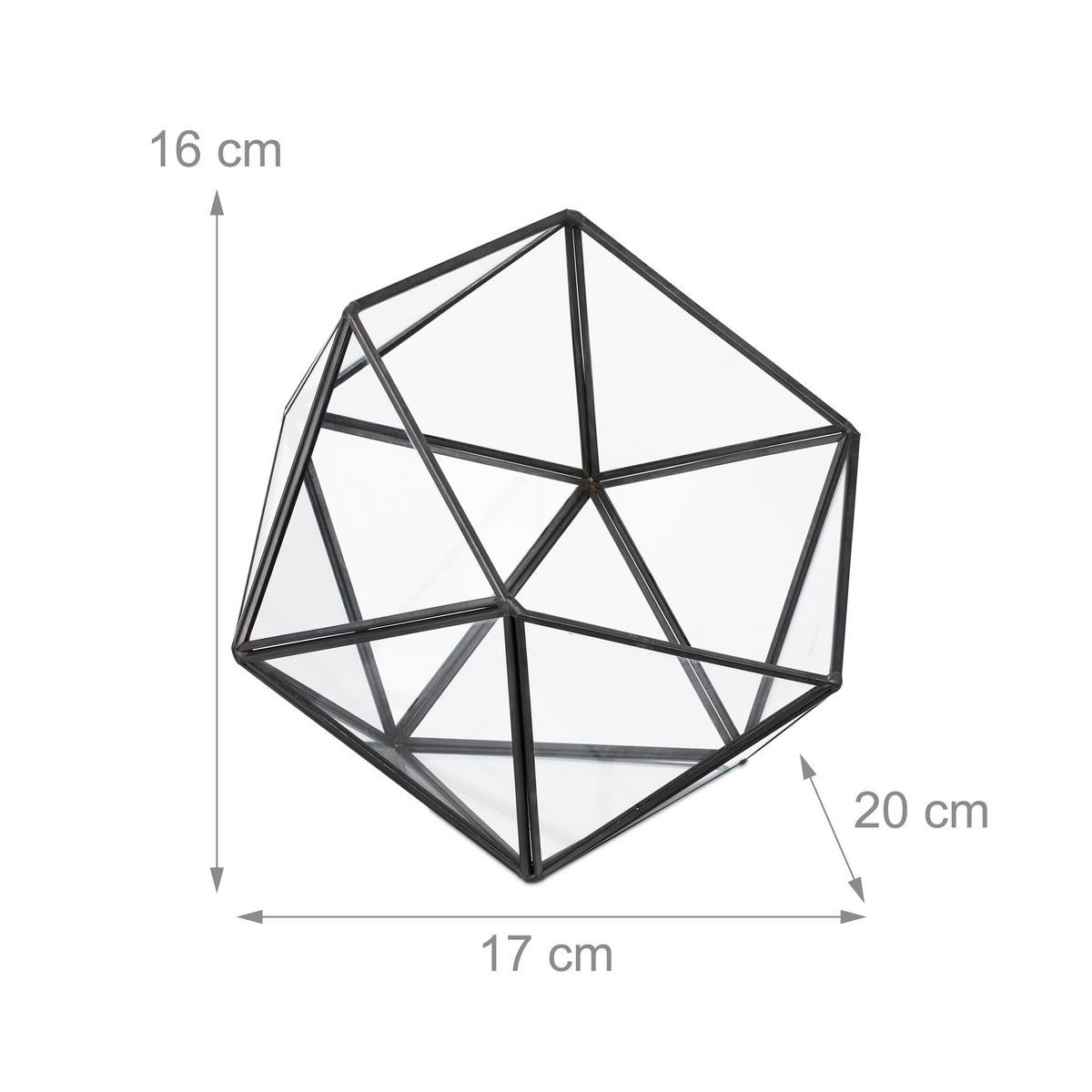 RASTLINNÉ terárium - priehľadné, kov/sklo (16cm) - Relaxdays