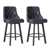 BARHOCKER 2er-Set PU-Leder Schwarz 66,5 cm - Schwarz, Kunststoff (46/98/50cm)