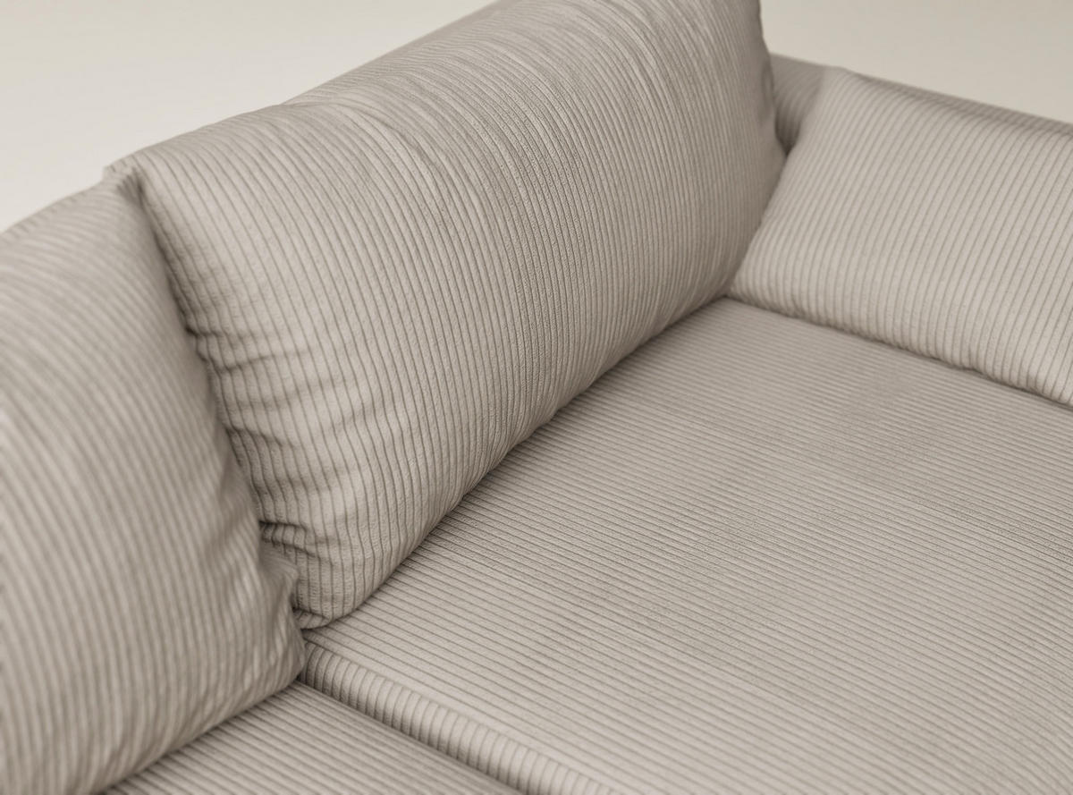 ECKSOFA MIT SCHLAFFUNKTION Leon Beige Samtstoff - Beige/Schwarz, Holz/Holzwerkstoff (148/239cm) - Maison de Reve