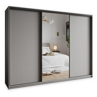SCHWEBETÜRENSCHRANK TAVI 270/205/60 cm 3-türig mit Spiegel Graphitfarben - Graphitfarben, Holzwerkstoff (270/205/60cm) - MASSENO