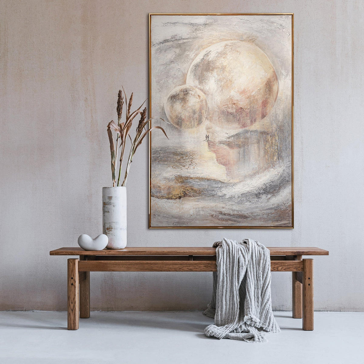 GEMÄLDE Sternenverbindung Schattenfugenrahmen Hellgrau 140x100 cm - Hellgrau, Holz (140/100cm) - YS-art gallery