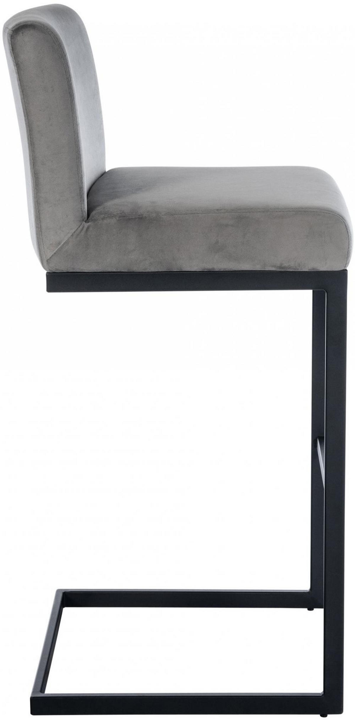 BARHOCKER Samt Grau - Schwarz/Grau, Textil/Metall (43/104/53cm) - CLP