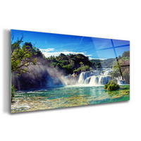 GLASBILD 120x60 cm Panoramalandschaft - Jadegrün, Glas (120/60cm) - TULUP