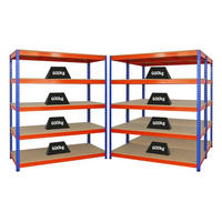 SCHWERLASTREGAL Bison 3er-Set mit 3x 200x180x60 cm 5 Fachböden Fachlast 600 kg Blau-Orange - Orange, Metall (540/200/60cm) - PROREGAL