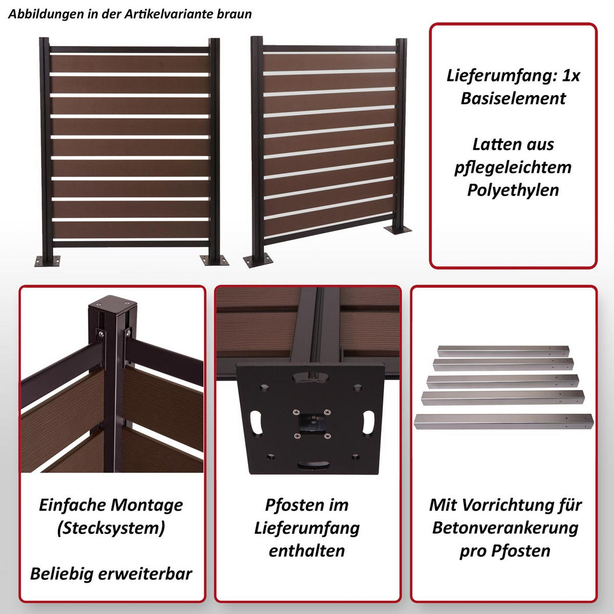 ALU MÜLLTONNEN-ZAUN Anthrazit - Anthrazit, Metall (110/130/6cm) - MCW