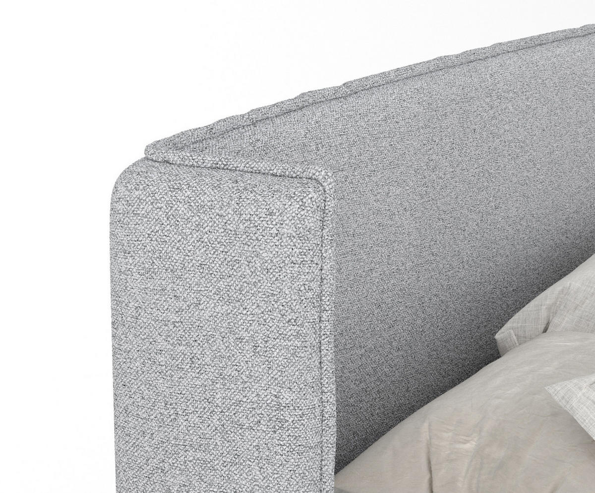 BOXBETT Monpelli Hellgrau 160/200 cm mit Matratze und Topper - Hellgrau/Schwarz, Holz/Holzwerkstoff (160/200cm) - Maison de Reve