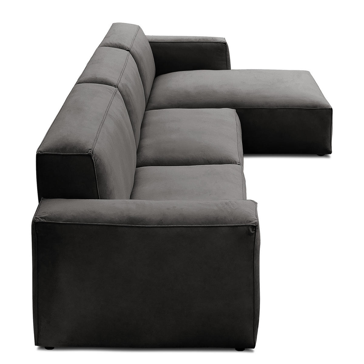 ECKSOFA mit Longchair - Schwarz/Grau, Kunststoff/Textil (345/170cm) - home24