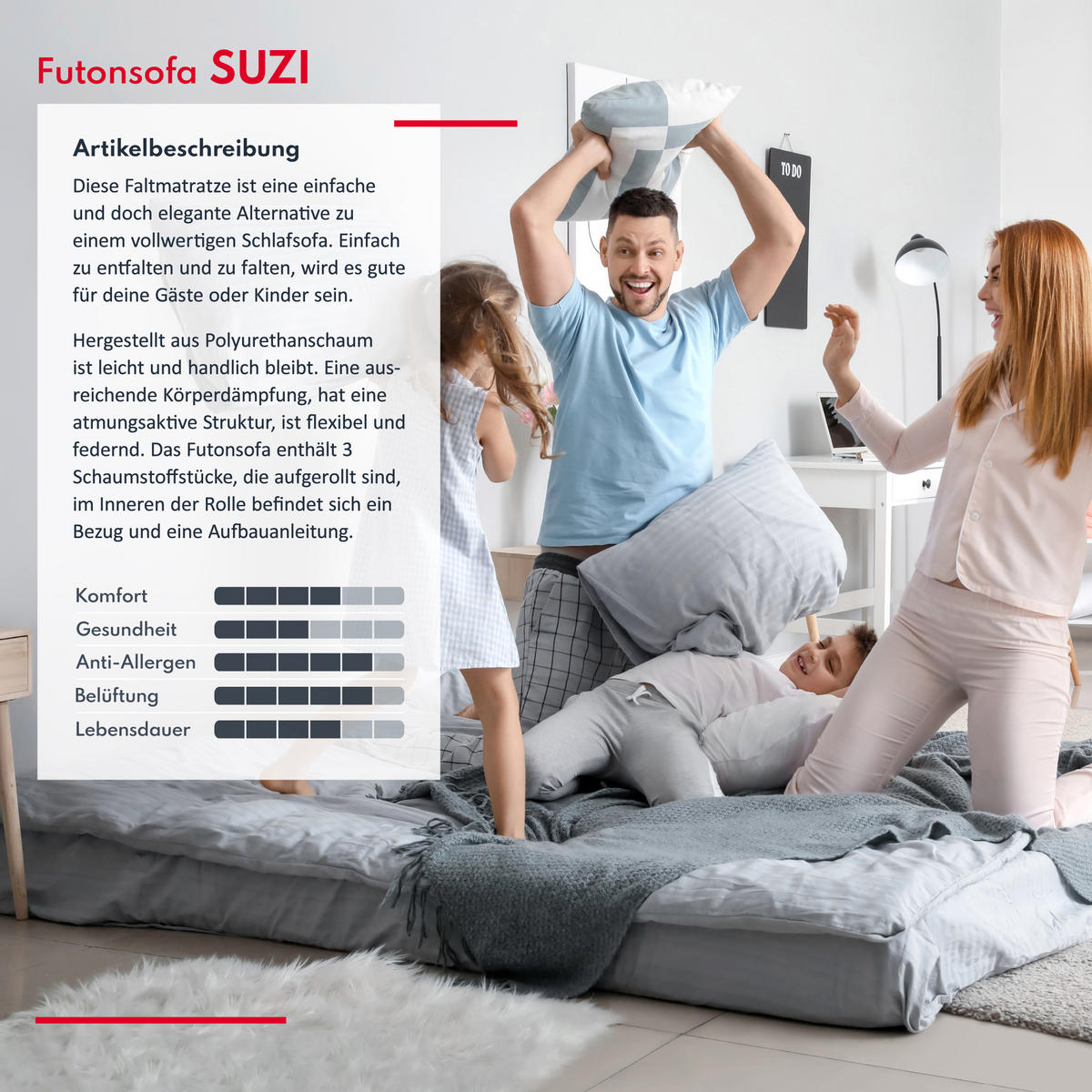 KLAPPMATRATZE SUZI MAXI - Schwarz, Textil (120/200cm) - FDM