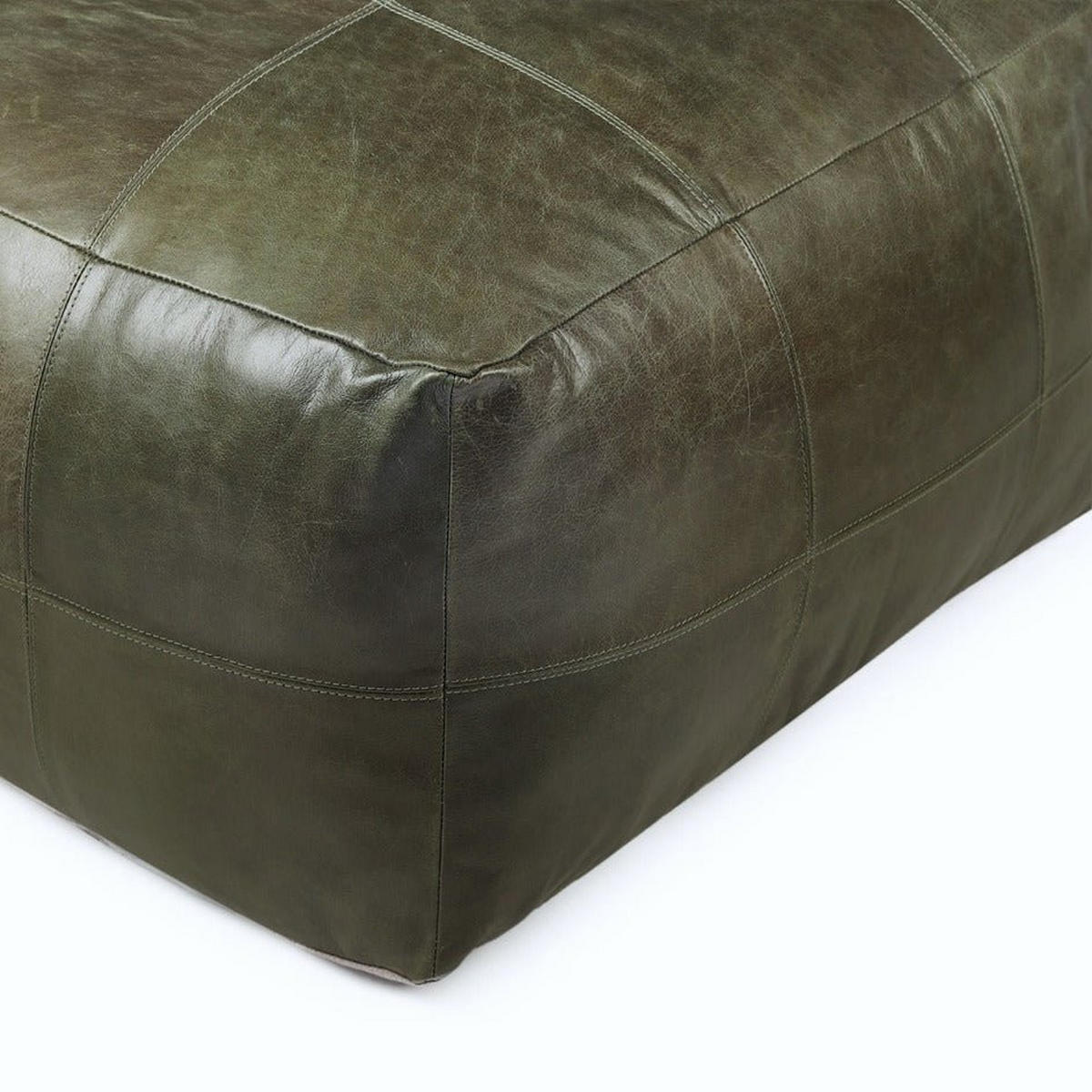 POUF 75/75/45 cm Echtleder Olivgrün - Grün, Leder (75/45/75cm) - Furnhouse