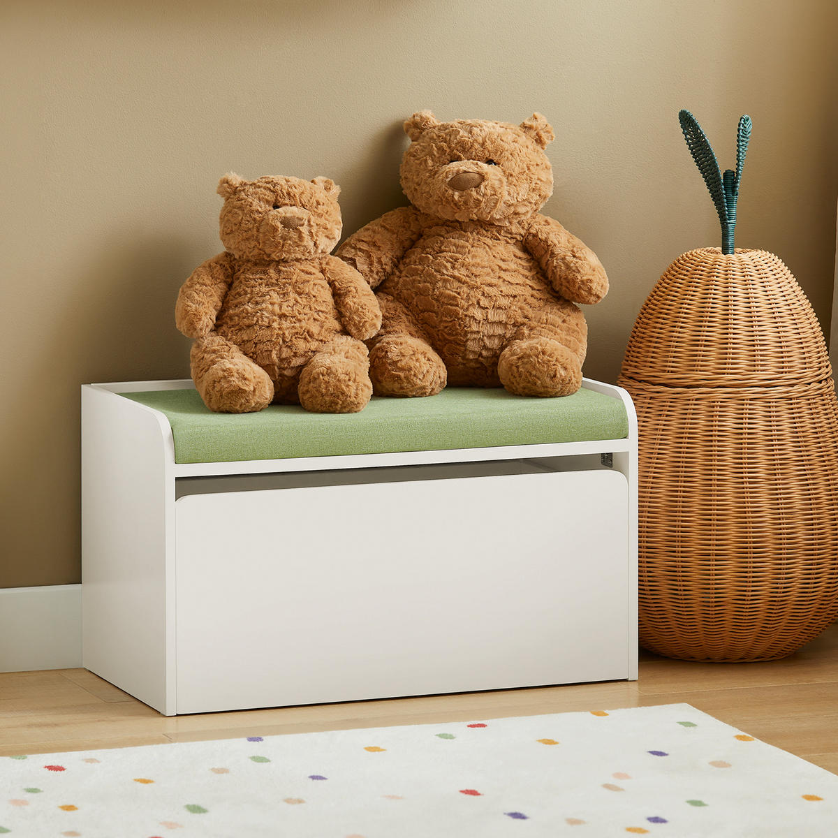 KINDER-SPIELZEUGTRUHE Weiß - Weiß/Grün, Holzwerkstoff (60/35/34cm) - SoBuy