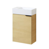 WASCHTISCHKOMBI 41,7 cm Eiche Natur mit Keramik-Waschbecken - Eichefarben/Schwarz, Holzwerkstoff (41.7/64.6/24cm) - EMKE